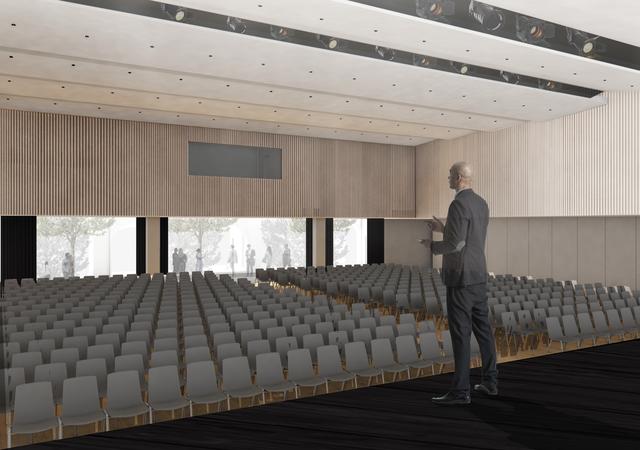 So wird der Mehrzwecksaal des neuen Leobener Congresszentrums aussehen. | Foto: eep-architekten ZT GmbH