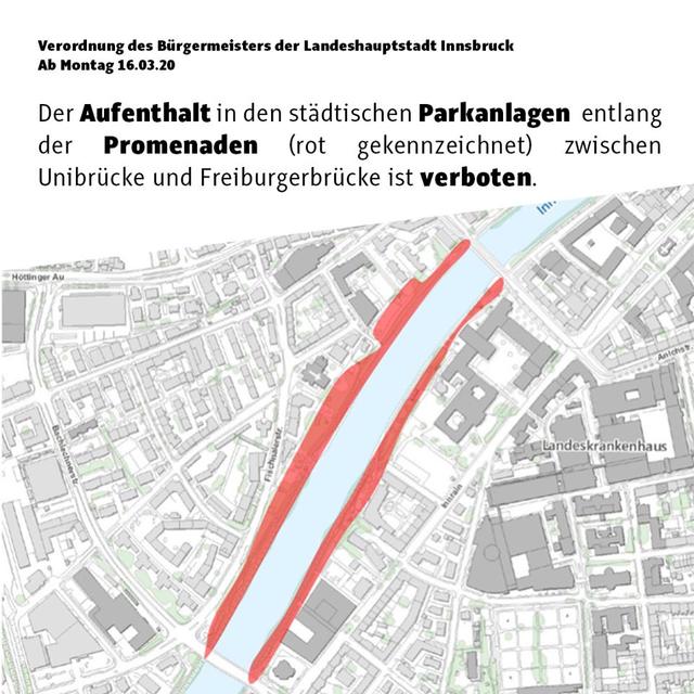 Aufenthaltsverbot entlang der Innpromenade.