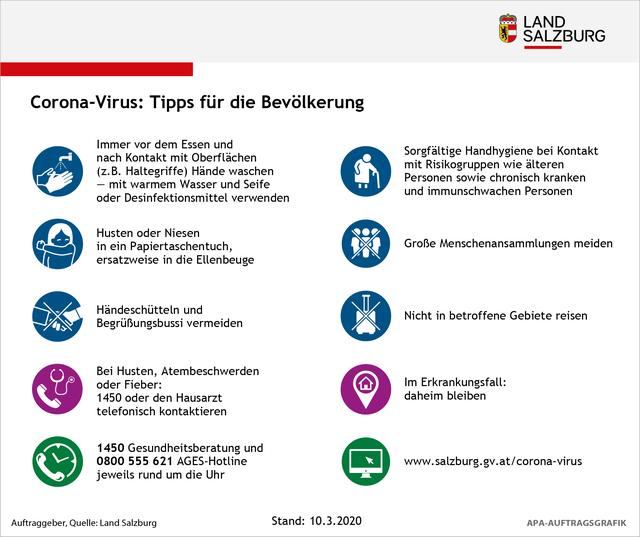 Tipps des Landes Salzburg für die Bevölkerung.
