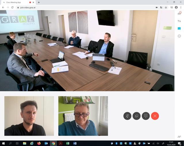 Alltag einmal anders: Mittels Videokonferenzen stimmt sich der Krisenstab der Holding Graz derzeit ab.