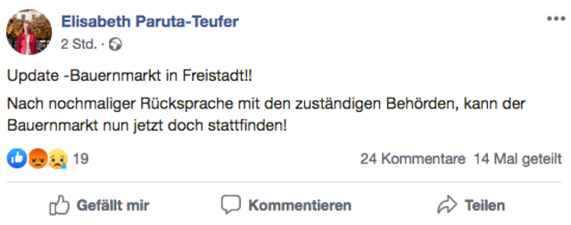 Heftig kritisiertes Posting der Bürgermeisterin