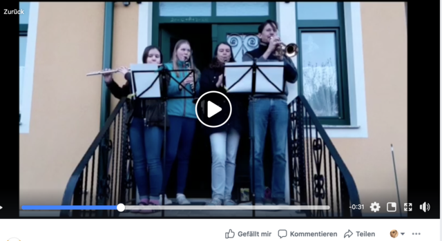 Die Musiker und Musikerinnen der Musikschule Eichgraben Maria Anzbach bei einem Flashmob