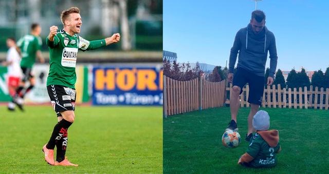 Fußballprofi Manuel Kerhe hat derzeit neben dem Training viel mehr Zeit für Sohn Maximilian