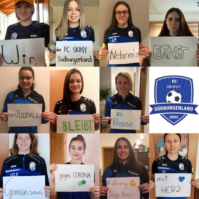 Spielerinnen vom FC SKINY Südburgenland schickten ihre Botschaft - mit Herz