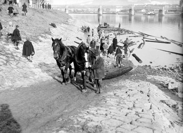 Flößer bei der Arbeit | Foto: Archiv der Stadt Linz