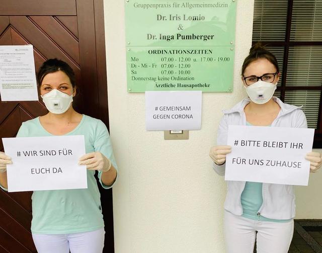Das Team der Gemeinschaftspraxis Pumberger und Lomio in Lohnsburg ruft auf, zuhause zu bleiben.