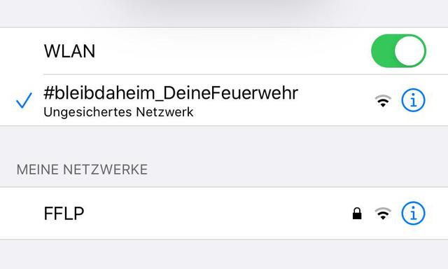 Netter Einfall: Der Name des WLANs ist aktuell Programm: #bleibdaheim_DeineFeuerwehr