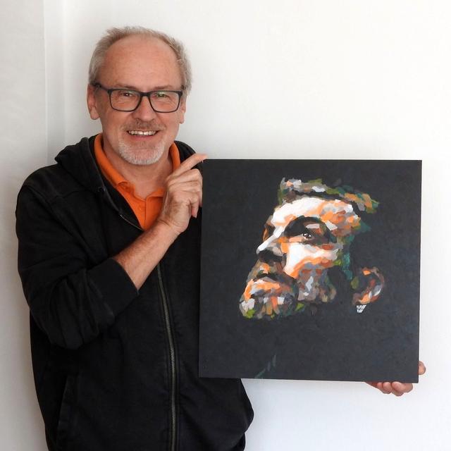 Walter Valentin mit seinem neusten Werk "Die Hoffnung". | Foto: Privat