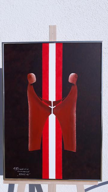Unter dem Titel "Zusammenhalt – Miteinander – Zusammensteh'n" hat der Künstler Albert Schmuck dieses Bild gemalt.