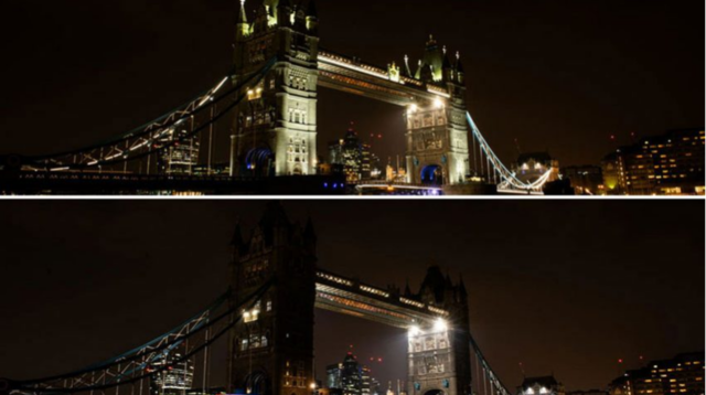 "London Bridge is falling down" heißt es in einem bekannten Lied. Einstweilen wird die Tower Bridge aber nur verfinstert - während der Earth Hour, als Zeichen für mehr Klimaschutz.