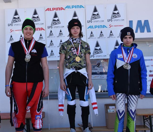 Elias Schnöll, Philipp Mantl und Lorenz Wolf (v.l.) sorgten im Tirol-Cup für eine komplettes Imster Podest.