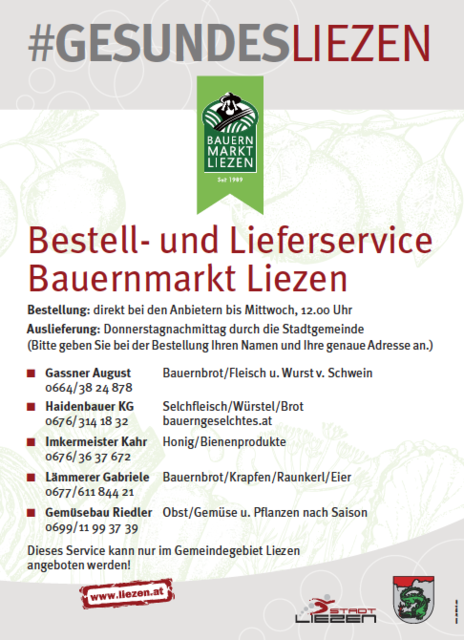 Neue Idee - der Bestell- und Lieferservice Bauernmarkt Liezen.