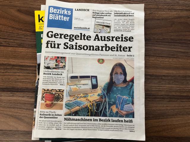 Auch die neuste Ausgabe der Bezirksblätter Landeck wurde am 2. April mit der Post geliefert.