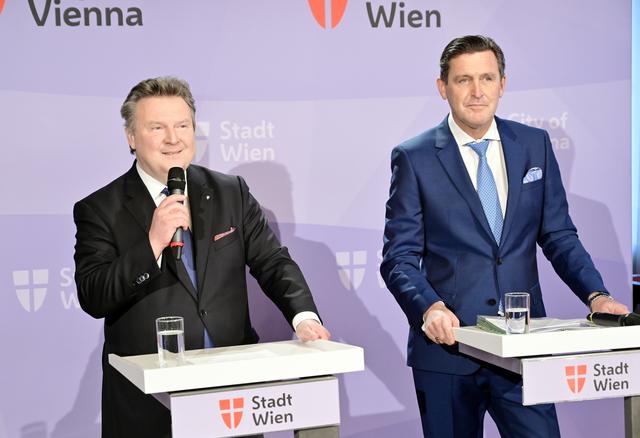 Bürgermeister Michael Ludwig und Finanzstadtrat Peter Hanke (v.l.) wollen mit dem Fonds „Stolz auf Wien“ Mitte Mai starten.