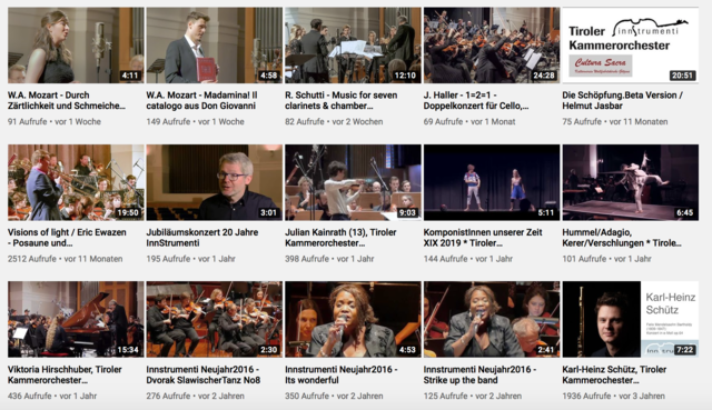 Das Tiroler Kammerorchester ist auch auf YouTube aktiv