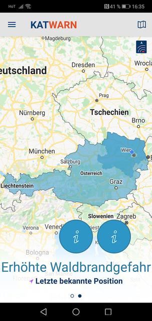 SCREENSHOT KATWARN, 7. April 2020, Kierling, Bezirk Tulln