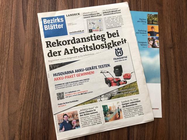 Die Ausgabe der Bezirksblätter Landeck vom 8./9. April 2020.