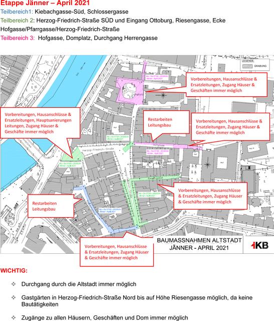 Der Fahrplan für die Altstadtbaustelle.