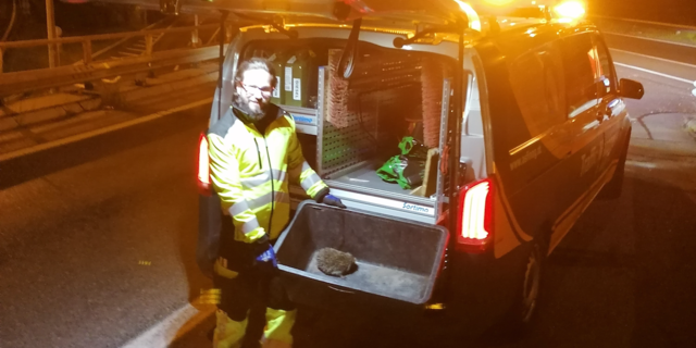 Traffic Manager Andreas Gartner mit dem Igel. | Foto: ASFINAG