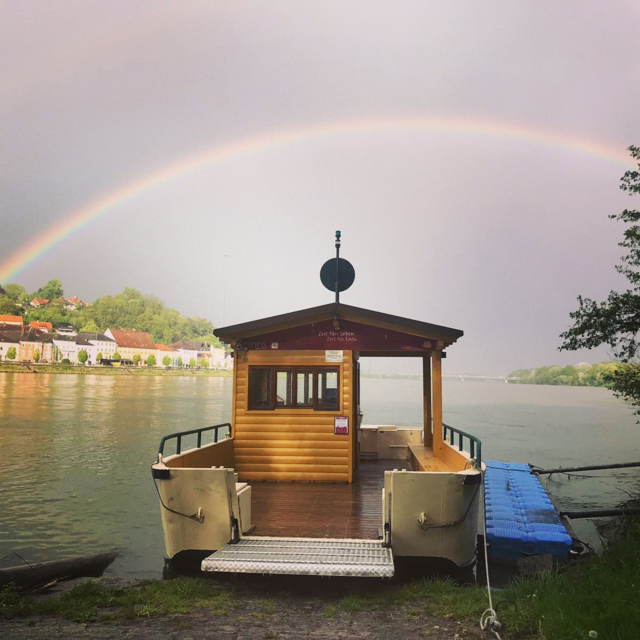 Regenbogen über der Donauradfähre Ennsegg | Foto: TV Enns
