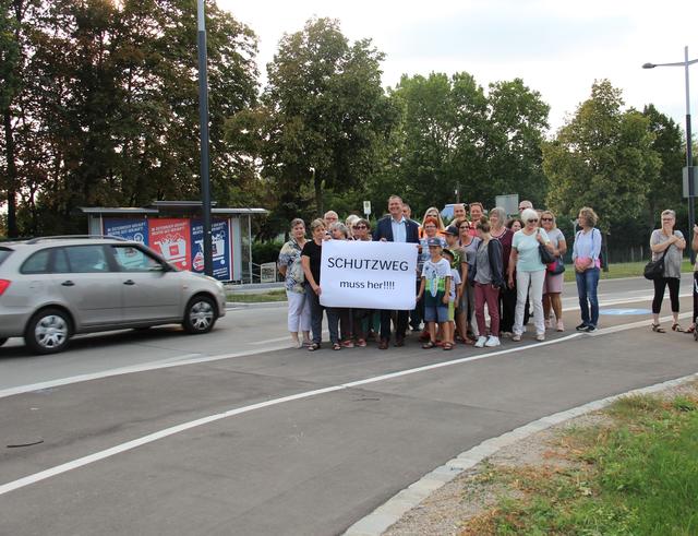 Schon lange vor der Coronakrise – hier zu erkennen an den Demonstranten ohne Masken – war der Schutzweg ein Thema im Bezirk.  | Foto: BV21