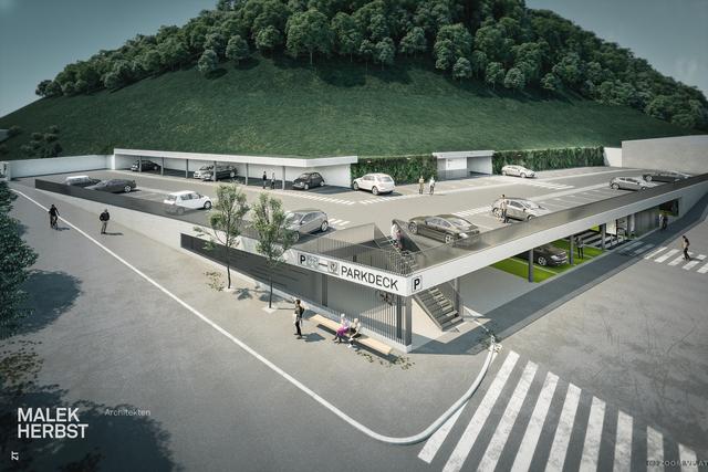 So soll das neue Parkdeck im Zentrum von Passail aussehen, das Ende August eröffnet wird. | Foto: Malek Herbst