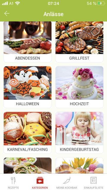 App-Tipp der Woche: Unser App-Tipp der Woche "Kochbar" ist eine umfangreiche Rezeptsammlung. Jeden Tag gibt es neue Rezeptvorschläge. Zusätzlich punktet die App mit eigenen Kategorien für saisonale Rezepte. | Foto: Screenshot