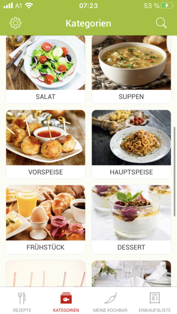 App-Tipp der Woche: Unser App-Tipp der Woche "Kochbar" ist eine umfangreiche Rezeptsammlung. Jeden Tag gibt es neue Rezeptvorschläge. Zusätzlich punktet die App mit eigenen Kategorien für saisonale Rezepte. | Foto: Screenshot