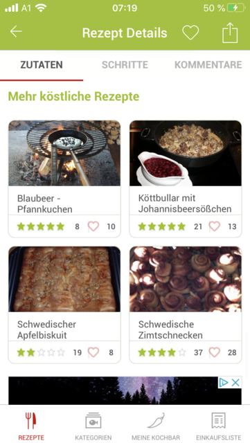 App-Tipp der Woche: Unser App-Tipp der Woche "Kochbar" ist eine umfangreiche Rezeptsammlung. Jeden Tag gibt es neue Rezeptvorschläge. Zusätzlich punktet die App mit eigenen Kategorien für saisonale Rezepte. | Foto: Screenshot