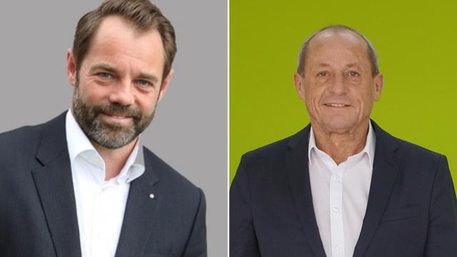 Glücklich über das gelungene Investment in die Zukunft von SK Vorwärts Steyr: Vizepräsident Michael Obermair und ZELLINGER by gourmetfein-Chef Fritz Floimayr. Den Handshake zur geglückten Hilfsaktion gibt es nach Corona.