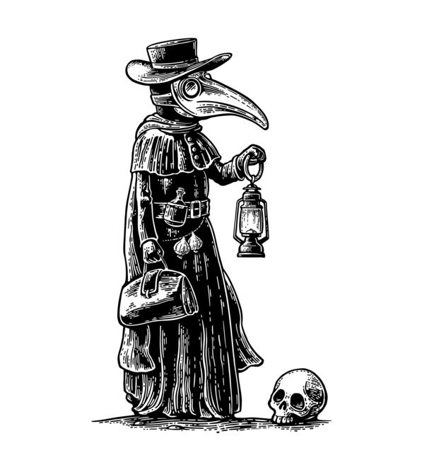 Pestarzt mit Vogelschnabelschutzmaske: "Vor allem die Ärzte hatten Vogelmasken auf und weite Kleider an. In den Vogelmasken waren meist wohlriechende Essenzen drin, um in erster Linie den Gestank zu lindern und weil gehofft wurde, dass die Essenzen auch desinfizierend wirkten", erklärt Reinhardt Harreither. | Foto: Denis Potysiev/panthermedia