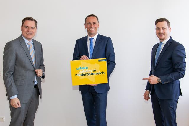 LA Christoph Kaufmann, Tourismuslandesrat Jochen Danninger und LA Bernhard Heinreichsberger