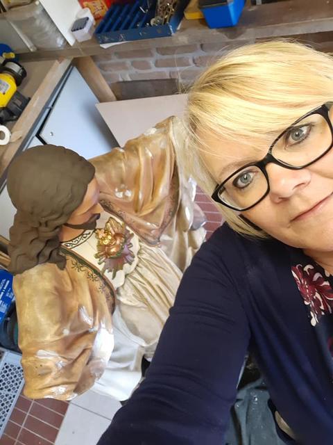 Die Statue des Jesus vor der Restaurierung von Lilia Olchowa. | Foto: Lilia Olchowa