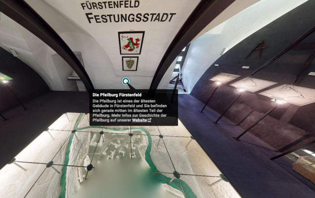 Im 360 Grad-Modus durch das Museum Pfeilburg. Das Fürstenfelder Unternehmen "3 D Blick" macht es mittels virtuellem Rundgang möglich. | Foto: Screenshot 3 D Blick