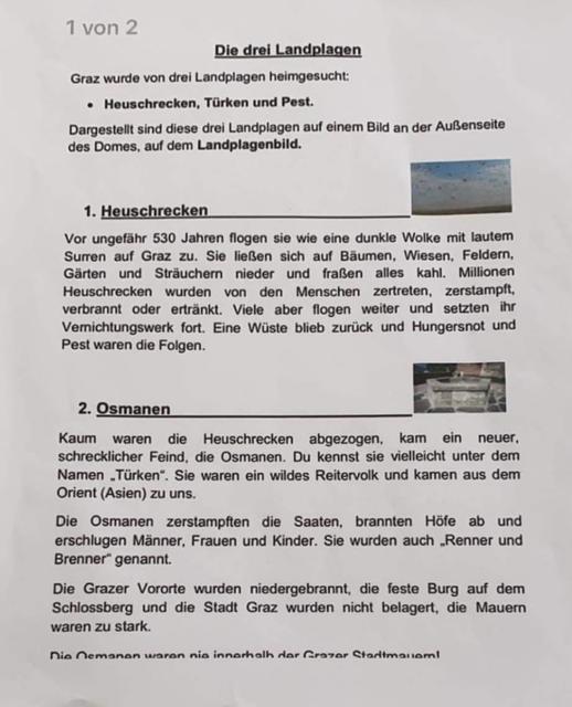 Dieses Schuldokument ist anscheinend offizielles Unterrichtsmaterial in Graz.