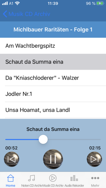 Unser App-Tipp der Woche "Michlbauer" ist eine App für die Steirische Harmonika. Sie ist ein praktisches Werkzeugm mit der man sein Harmonika-Spiel verbessern kann.  | Foto: Screenshot