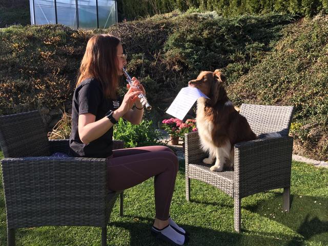 Die Grünbacher Musikanten dürfen auf Grund der Corona-Krise derzeit nur alleine proben. Dabei zeigen sie aber sehr kreativ.  | Foto: Alle Fotos: Privat