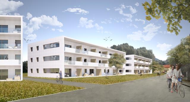 Modern, nachhaltig und mit großzügigen Balkonen: So wird die neue Wohnanlage in Landskron aussehen.