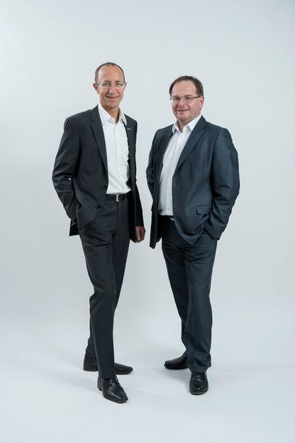 Andreas Haider und Robert Knöbl (Geschäftsführer der Unimarkt-Gruppe, v. l.).