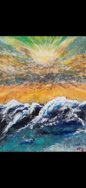 Öl-Acryl Bild auf Leinwand. Titel: "Restless sea".