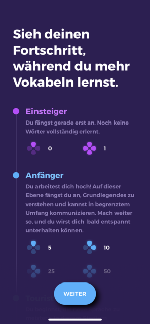 Unser App-Tipp der Woche Drops ist eine Sprachlern-App, bei der man in wenigen Minuten täglich, seinen Wortschatz in verschiedenen Sprachen verbessern kann. | Foto: Screenshot