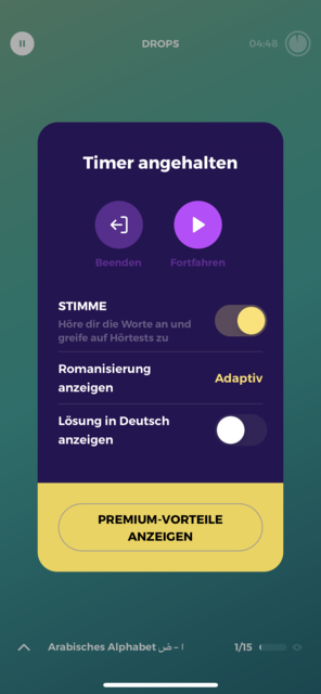 Unser App-Tipp der Woche Drops ist eine Sprachlern-App, bei der man in wenigen Minuten täglich, seinen Wortschatz in verschiedenen Sprachen verbessern kann. | Foto: Screenshot