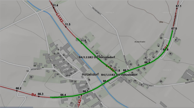 Dieser Teil der Ortsdurchfahrt Hötzelsdorf wird saniert.
