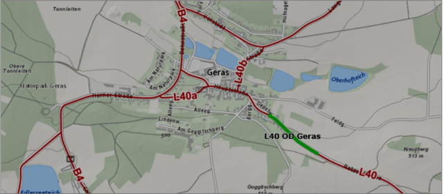 Der grün markierte Abschnitt der Ortsdurchfahrt wird neu gestaltet.