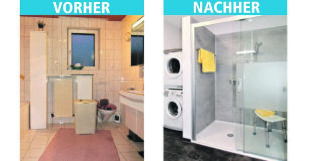 Badewanne raus - barrierefreie Dusche rein in 2 - 3 Tagen.
"BEDARFSGERECHTER BADUMBAU und ALLES AUS EINER HAND" wird bei VitaBad groß geschrieben.
