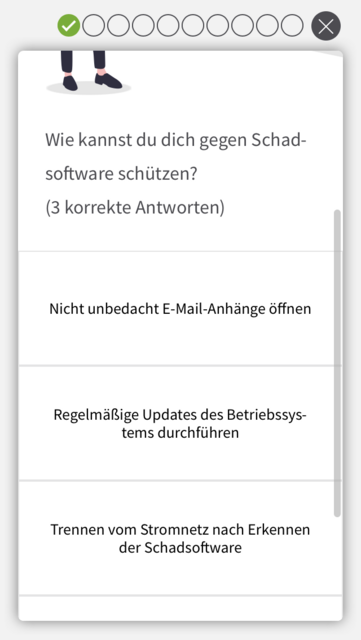 App-Tipp der Woche: Die App Cyber Security Quiz ist eine Lern- und Quizapp mit der die unterschiedlichen Gefahren im Internet ins Bewusstsein gerückt werden soll. Durch das Quiz wird dieses Wissen dann spielerisch abgefragt.  | Foto: Screenshot