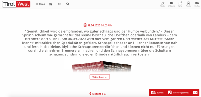 Auf der Homepage des TVB TirolWest wird zwar noch mit dem Kultfest bei den Veranstaltungen geworben.