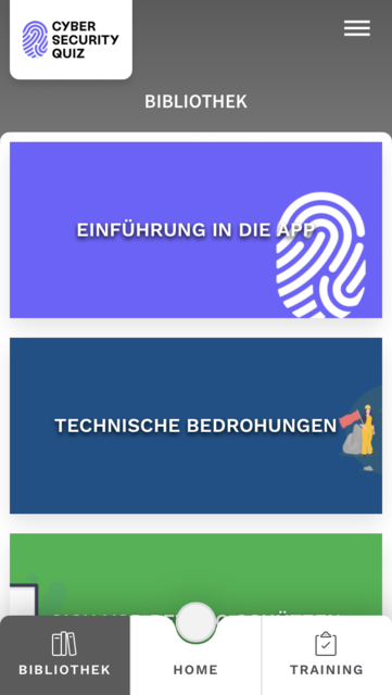 App-Tipp der Woche: Die App Cyber Security Quiz ist eine Lern- und Quizapp mit der die unterschiedlichen Gefahren im Internet ins Bewusstsein gerückt werden soll. Durch das Quiz wird dieses Wissen dann spielerisch abgefragt.  | Foto: Screenshot