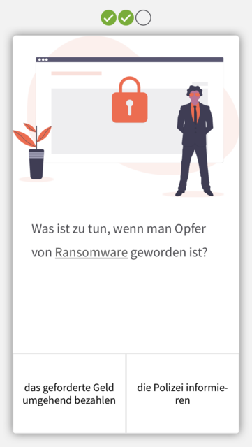 App-Tipp der Woche: Die App Cyber Security Quiz ist eine Lern- und Quizapp mit der die unterschiedlichen Gefahren im Internet ins Bewusstsein gerückt werden soll. Durch das Quiz wird dieses Wissen dann spielerisch abgefragt.  | Foto: Screenshot
