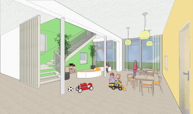 Blick in die Zukunft: So wird ein Teil des neuen Kindergartens in der ehemaligen Veitscher Hauptschule aussehen.